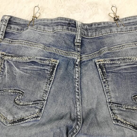 Women's blue denim light wash mid-rise elastic - Picture 8 of 8